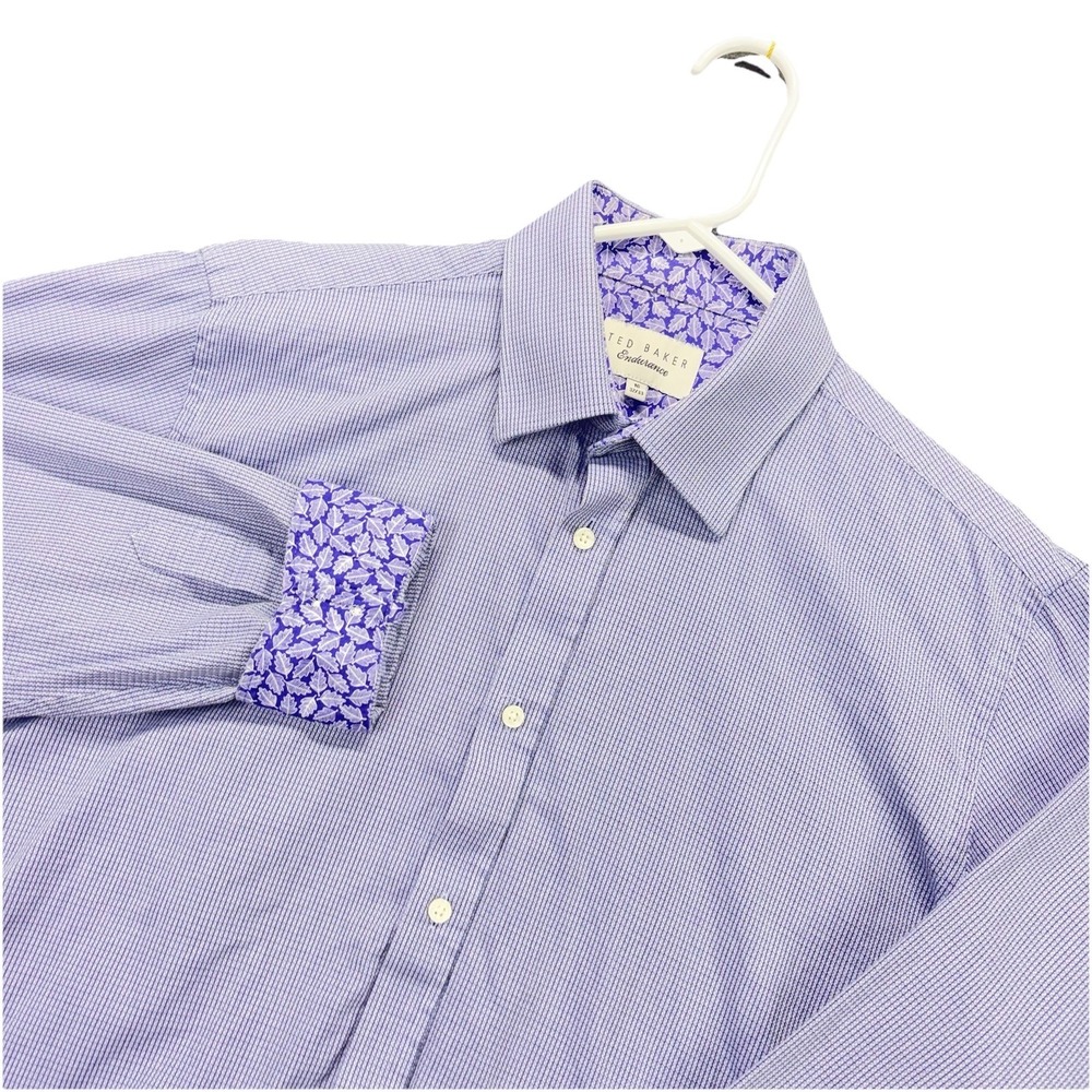 Ted Baker Endurance Dress Shirt Mens 16 32/33 Purple Check Button Up Flip Cuff